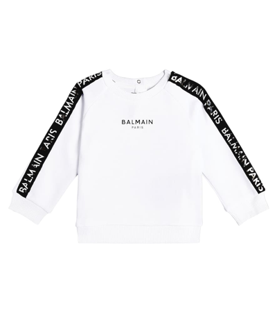 Balmain Babies' Logo棉质运动衫 In White