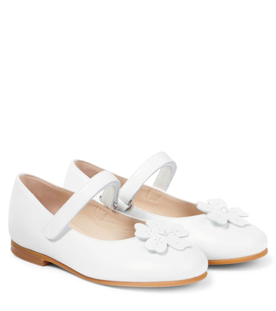 Il Gufo Kids' Leather Ballet Flats In White