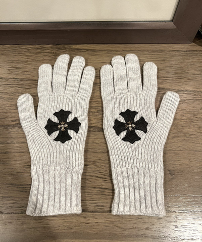 Pre-owned Chrome Hearts Cross Patch Cashmere Gloves In Grey