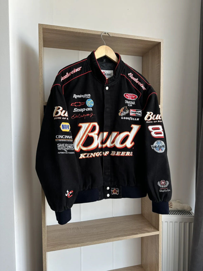 Pre-owned Nascar X Racing Vintage Bud Budweiser Nascar King Of Bier Racing Jacket In Black