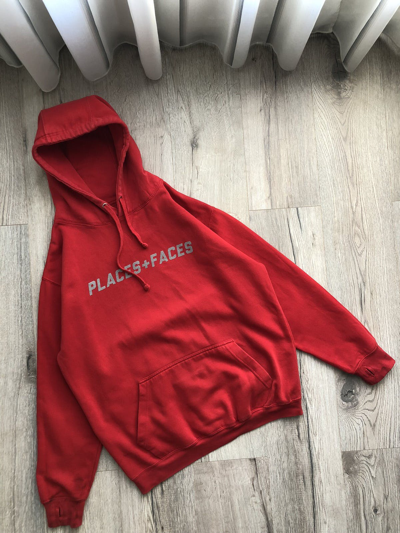 Pre-owned Places Faces X Vintage Places + Faces Skate Style Y2k Hoodie Vintage In Red