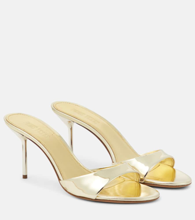 Paris Texas Lidia Metallic Leather Mules In Gold
