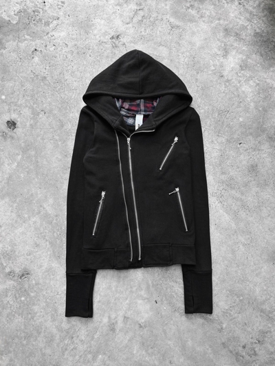 Pre-owned Attachment X If Six Was Nine Attachment Double Layered Zip Up Hoodie In Black