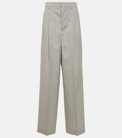 Ami Alexandre Mattiussi High-rise Wool Wide-leg Trousers In Grey