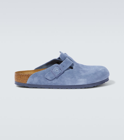 Birkenstock Boston Suede Clogs In Blue