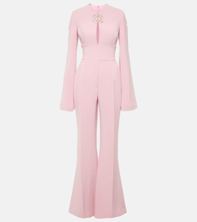 Elie Saab Embellished Flared Cady Jumpsuit In Pink