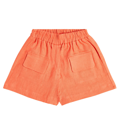 Paade Mode Kids' Linen Shorts In Orange