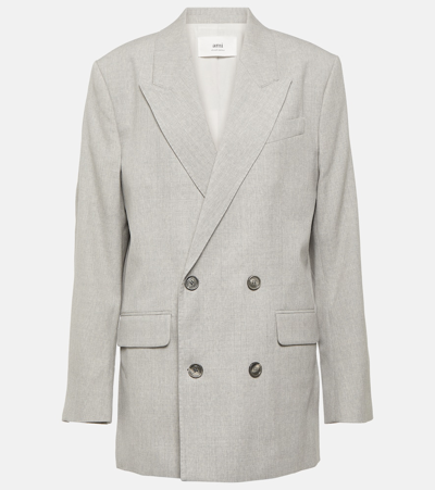 Ami Alexandre Mattiussi Double-breasted Wool Blazer In Grey