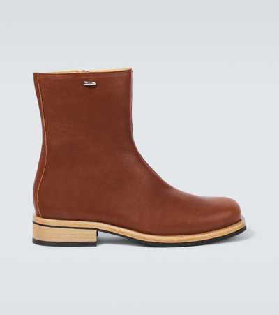 Our Legacy Camion Leather Ankle Boots In Brown