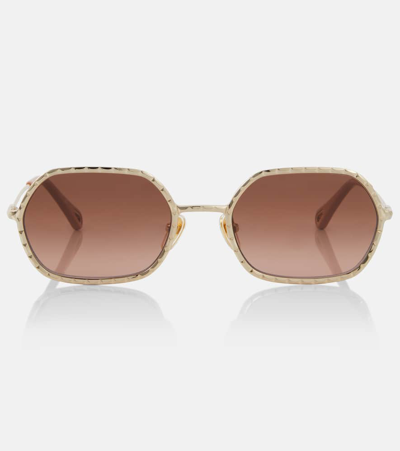 Chloé Hexagonal Sunglasses In Gold
