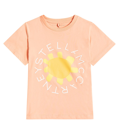 Stella Mccartney Kids' Organic Cotton Printed T-shirt In Orange