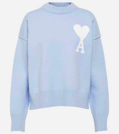 Ami Alexandre Mattiussi Ami De Caur Wool Sweater In Blue