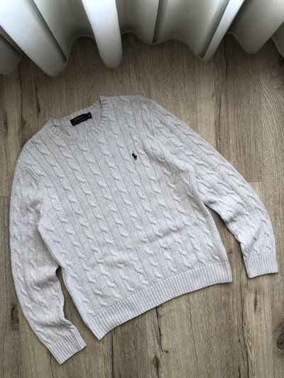Pre-owned Polo Ralph Lauren X Ralph Lauren Polo Ralph Laurent Cable Knit Sweater Vintage In Grey