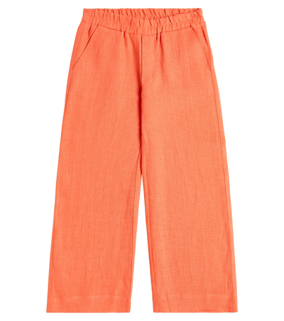 Paade Mode Kids' Linen Pants In Orange