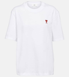Ami Alexandre Mattiussi De Caur Embroidered Organic Cotton-jersey T-shirt In White