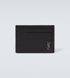 Saint Laurent Tiny Cassandre Leather Card Holder In Black