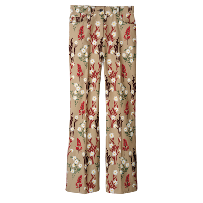 Longchamp Embroidered Trousers In Avoine