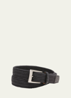 W. Kleinberg Men's Stretch Woven Belt With Alligator Trim In Black