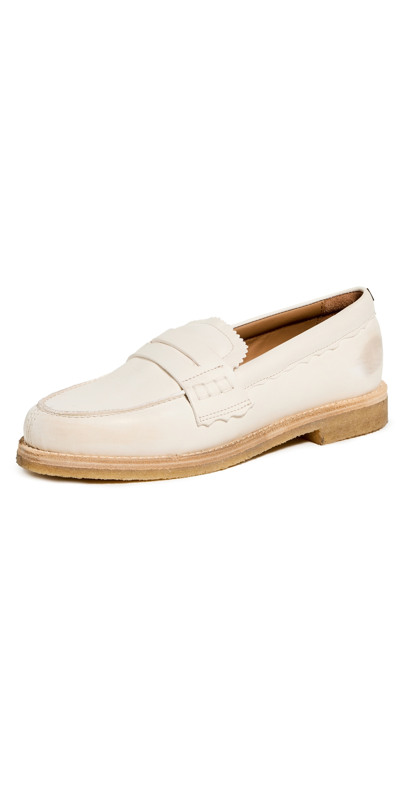 Golden Goose Jerry Rustic Penny Loafers In Bianco Burro