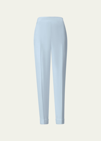 Akris Chris Conical-leg Crepe Pants In Bleached Denim