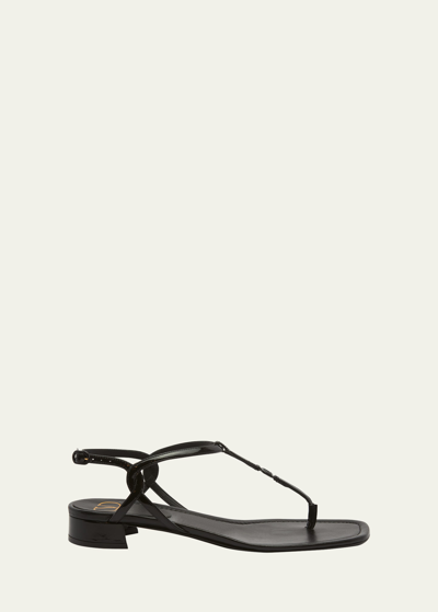 Valentino Garavani Vlogo Patent-leather Sandals In Black