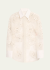 VALENTINO FLORAL SEQUINED TULLE ILLUSION BLOUSE