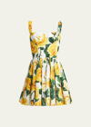 Dolce & Gabbana Rose-print Cotton Minidress In White Prt