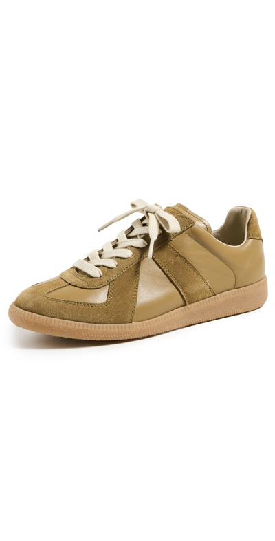 Maison Margiela Replica Leather Trainers In Green