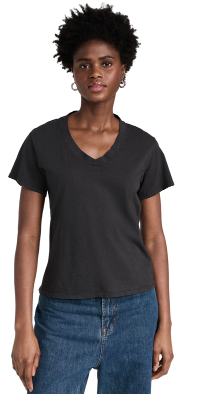 Perfectwhitetee Cotton Boxy V Neck Tee Vintage Black