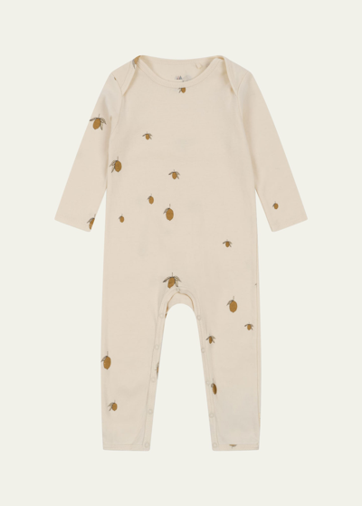 Konges Slojd Kid's Fruit Motif Jersey Coverall In Lemon