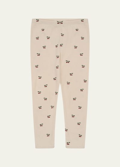 Konges Slojd Kids' Girl's Fruit Motif Leggings In Cherry