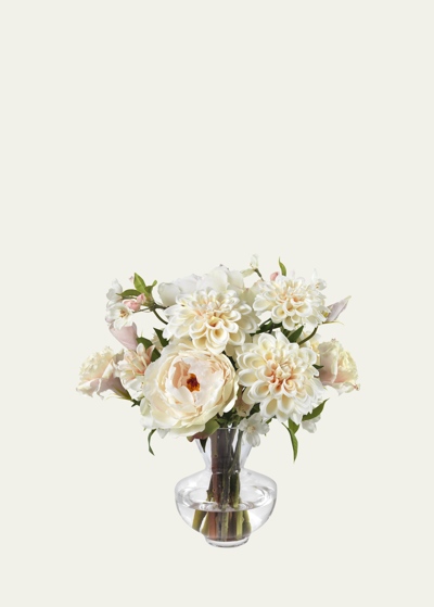 Diane James Blush Peonies, Lisianthus, And Dahlias In A Tapered Vase In White
