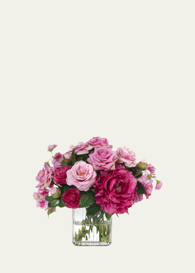 Diane James Pink Peonies, Roses, And Camellias In A Rectangle Vase