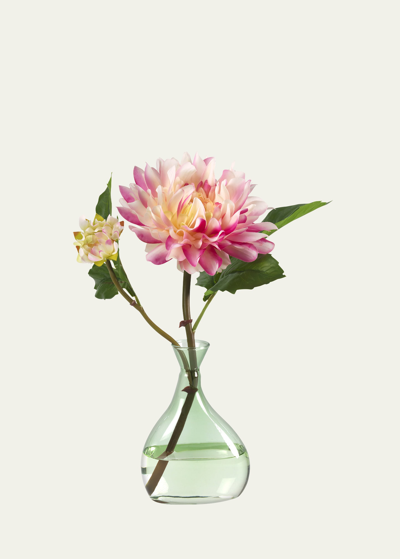 Diane James Pink Dahlia Blossom In A Green Bud Vase