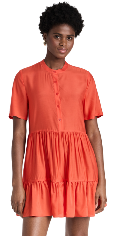 Simkhai Livie Tiered Crepe De Chine Mini Dress In Orange