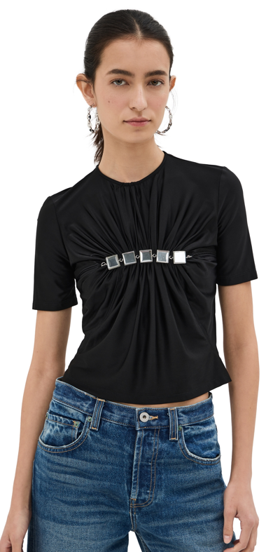 Rabanne Gem-embellished Draped-effect Top In Black  