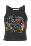 Alessandra Rich Printed Cotton Jersey Tank Top In Grey