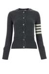 Thom Browne Cashmere Cardigan With Ribbed Texture And Button Detailing In Grey