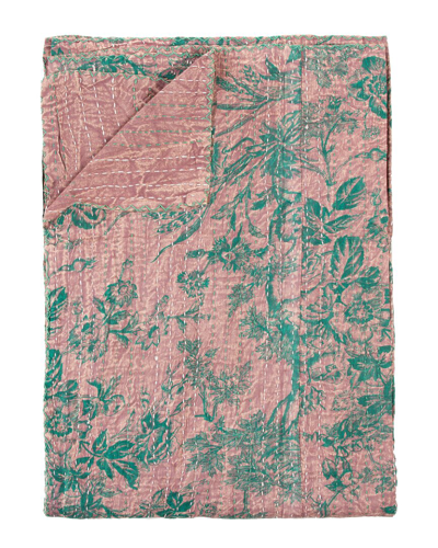 Taj Hotel Natural Group Kantha Cotton Throw In Beige