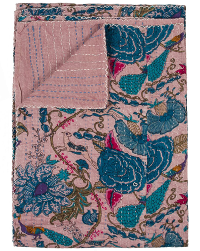 Taj Hotel Natural Group Kantha Cotton Throw In Purple