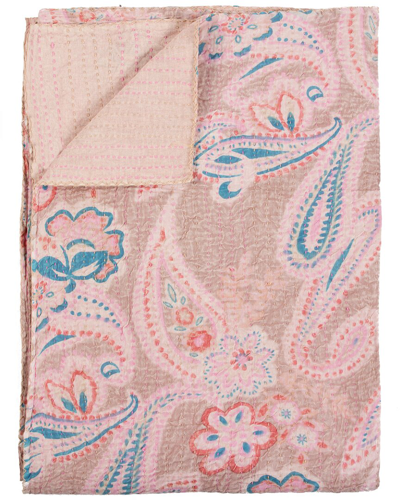 Taj Hotel Natural Group Kantha Cotton Throw In Pink