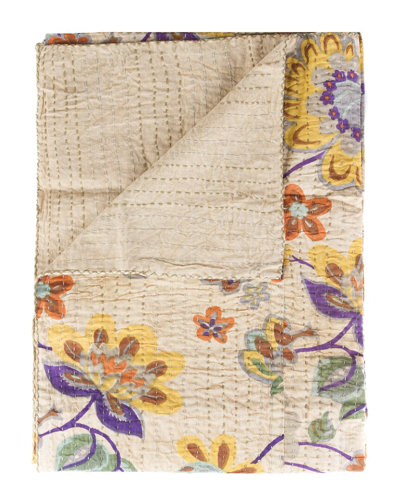 Taj Hotel Natural Group Kantha Cotton Throw In White