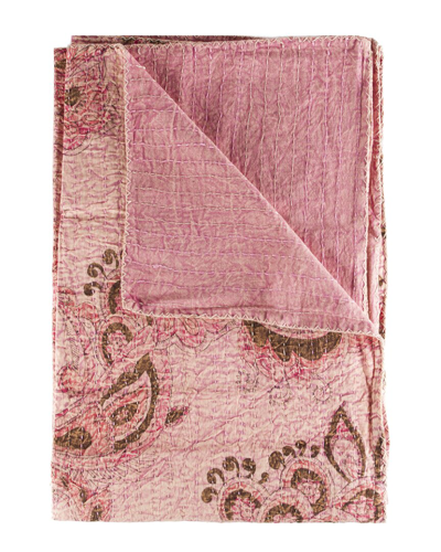 Taj Hotel Natural Group Kantha Cotton Throw In Pink