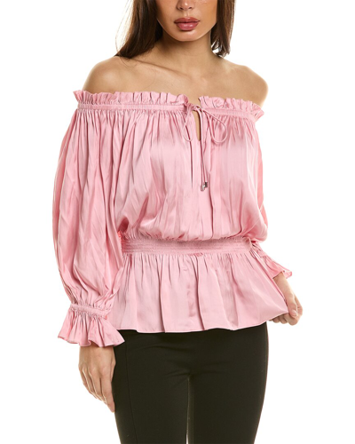 Elie Tahari Women's The Reilley Ruffled Satin Blouse In Pink