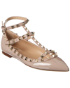 Valentino Rockstud Caged Patent Flat In Pink