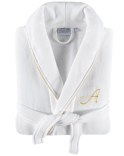 LINUM HOME TEXTILES LINUM HOME TEXTILES HOTEL TURKISH COTTON WAFFLE TERRY BATHROBE WITH SATIN  PIPED TRIM