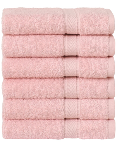 Linum Home Textiles Set Of 6 Turkish Cotton Sinemis Terry Washcloths In Pink