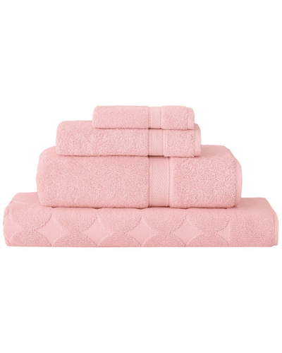 Linum Home Textiles 4pc Turkish Cotton Sinemis Terry Towel Set In Pink