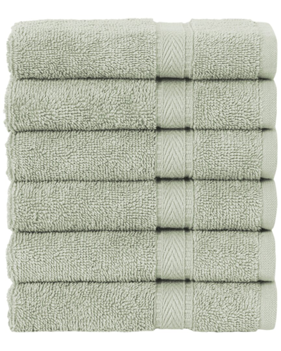 Linum Home Textiles Set Of 6 Turkish Cotton Sinemis Terry Washcloths In Green