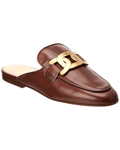 Tod's Logo Leather Flat In Brown